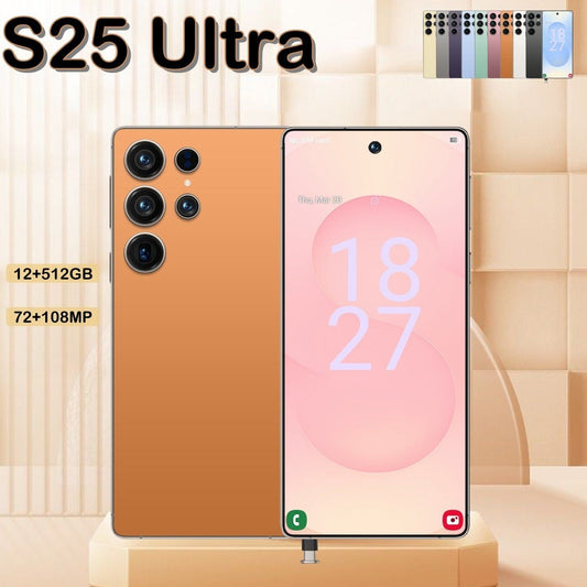 I25 Ultra 5G Smartphone, Unlocked Cell Phone, 6.8" HD Screen Unlocked Phones, , 6000mAh Battery, Built in Pen, 12+512GB, Android 14, Face ID+Fingerprint Lock(Orange)