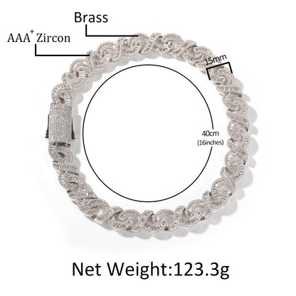 15mm Diamond Geometric Infinity Cuban Chain