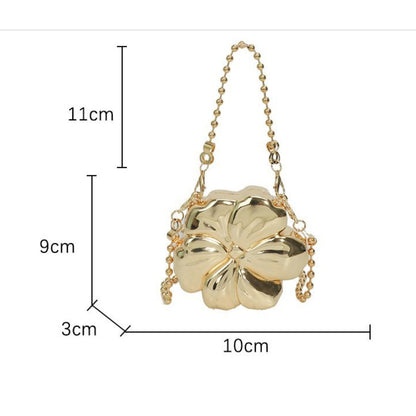 Elegant Flower Gold Acrylic Bag – Mini Dinner Bag & Prom Bag for Weddings, Parties, and Evenings – Stylish Clutch Purse with Glamorous Floral Design