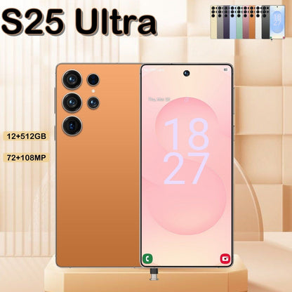 I25 Ultra 5G Smartphone, Unlocked Cell Phone, 6.8" HD Screen Unlocked Phones,  , 6000mAh Battery, Built in Pen, 12+512GB, Android 14, Face ID+Fingerprint Lock(Orange)