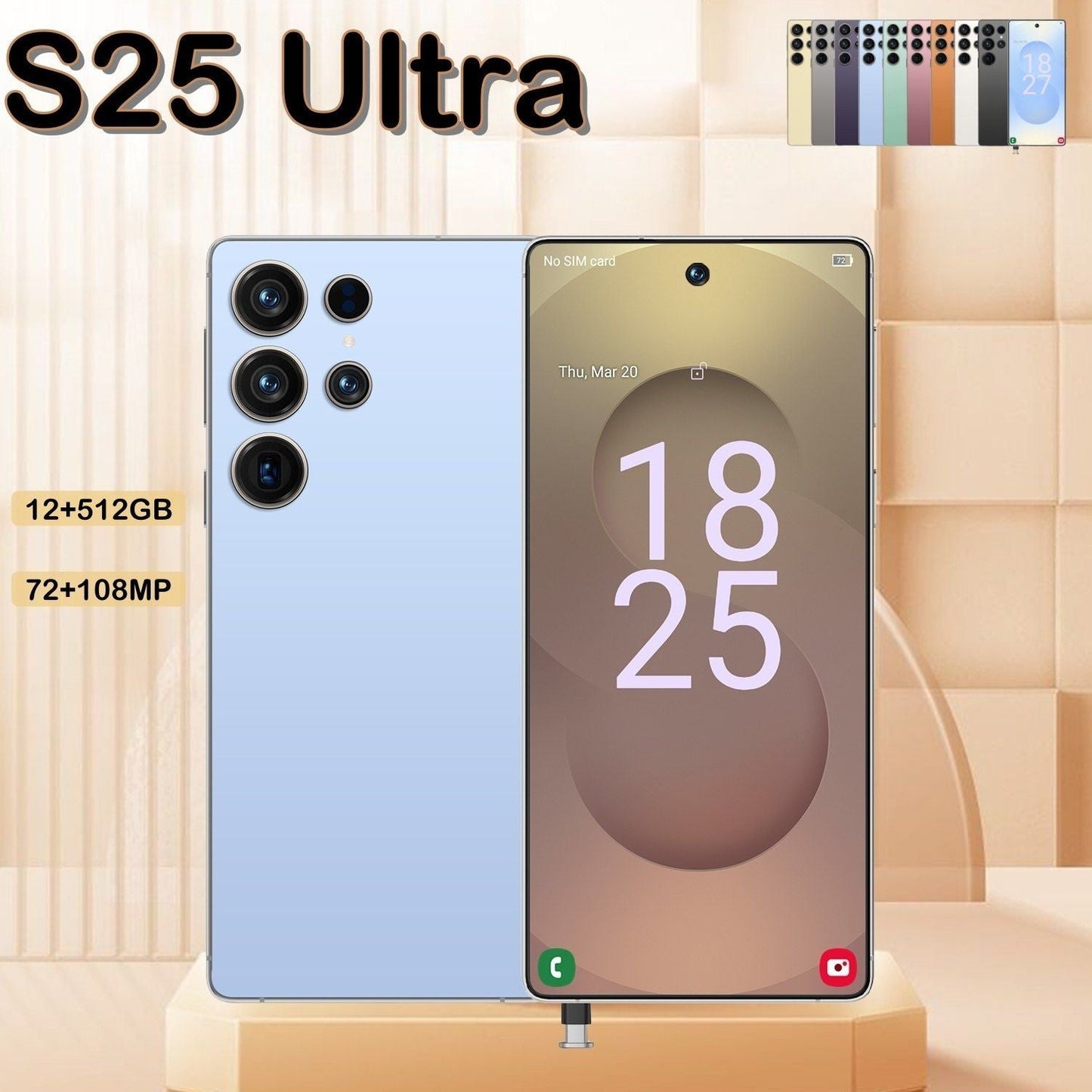 I25 Ultra 5G Smartphone, Unlocked Cell Phone, 6.8" HD Screen Unlocked Phones,  , 6000mAh Battery, Built in Pen, 12+512GB, Android 14, Face ID+Fingerprint Lock
